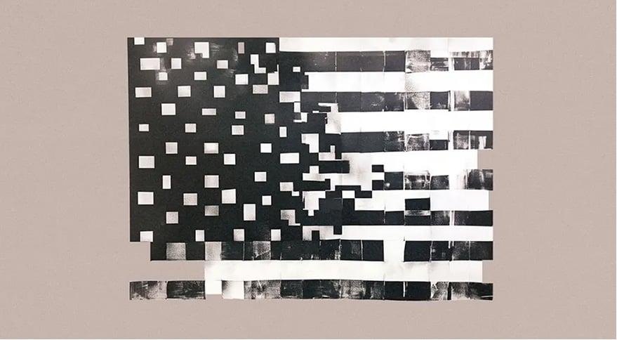 Illustration of a distorted United States Flag