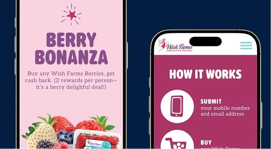 A picture of 2 phones showing the berry bonanza program